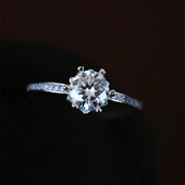 时尚 正品 女款 莫桑钻石纯银镶嵌戒指 钻石石戒指饰品 莫桑钻