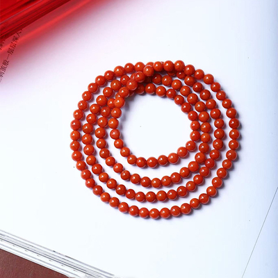 天然川料南红玛瑙满色满肉料多圈手链 女款南红手串饰品礼物