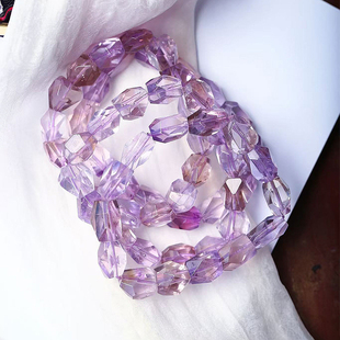 超值推荐 天然玻利维亚紫黄晶切面随形珠手链 女款水晶紫黄晶饰品