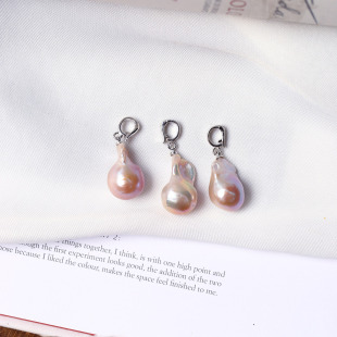 锁骨挂坠饰品礼物 女珍珠时尚 天然淡水巴洛克珍珠镶嵌款 吊坠