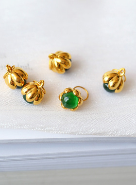 天然A货翡翠危料帝王绿18K金镶嵌小花款吊坠 女款K金锁骨链饰品