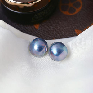 天然海水马贝纯银耳针镶嵌款耳钉特显气质女款珍珠母贝饰品礼物