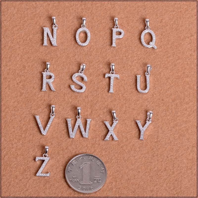 925纯银饰品配件 26q个英文字母吊坠挂坠 手工DIY串珠材料手链配