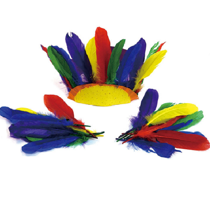 七色花幼教幼儿园儿童创意美劳用品手工制作材料diy鸡毛彩色羽毛
