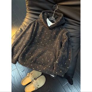 直间同款秋季毛感套装男女款彩织连帽卫衣休闲裤冬季宽松休闲潮流