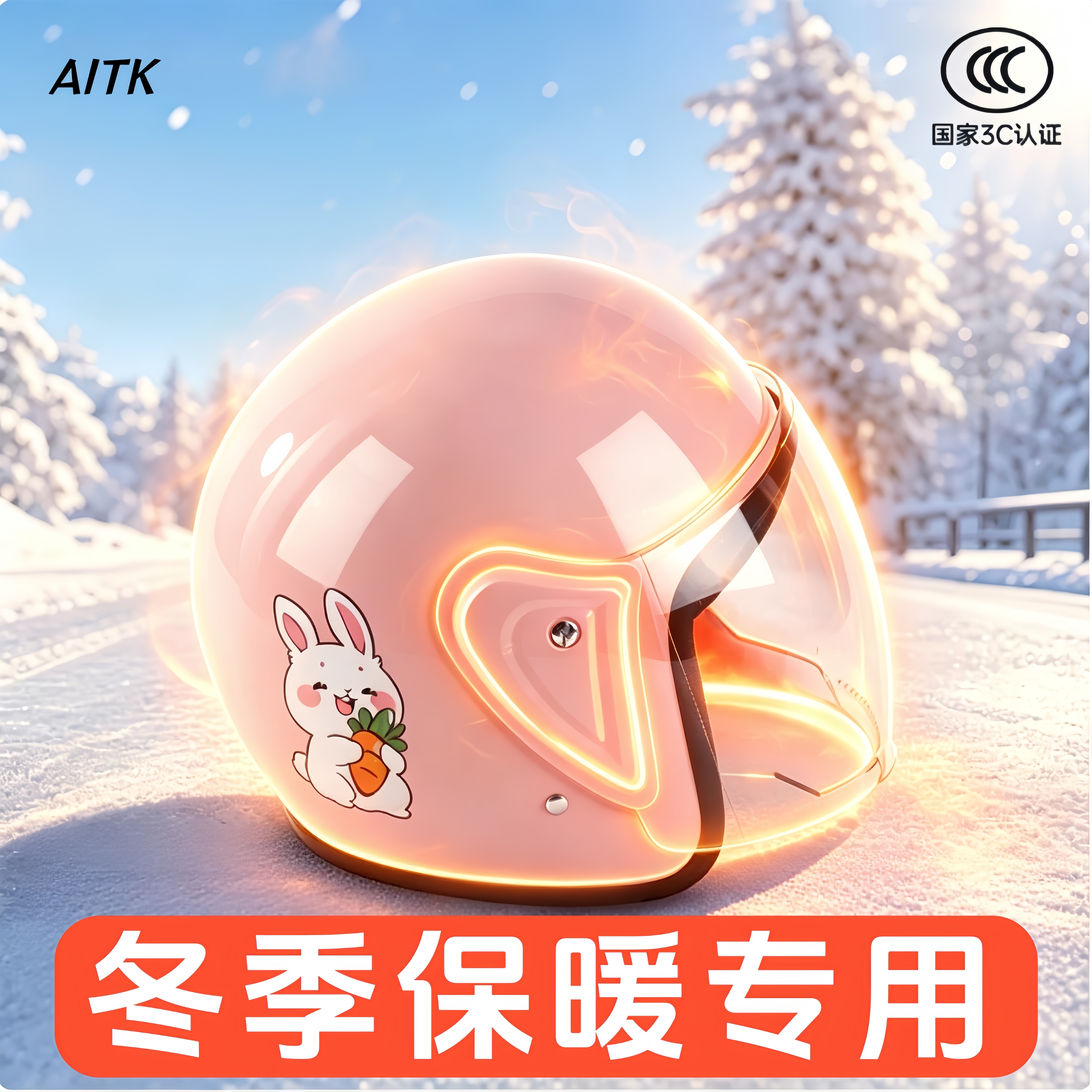 头围小时尚冬天头盔女电动车保暖