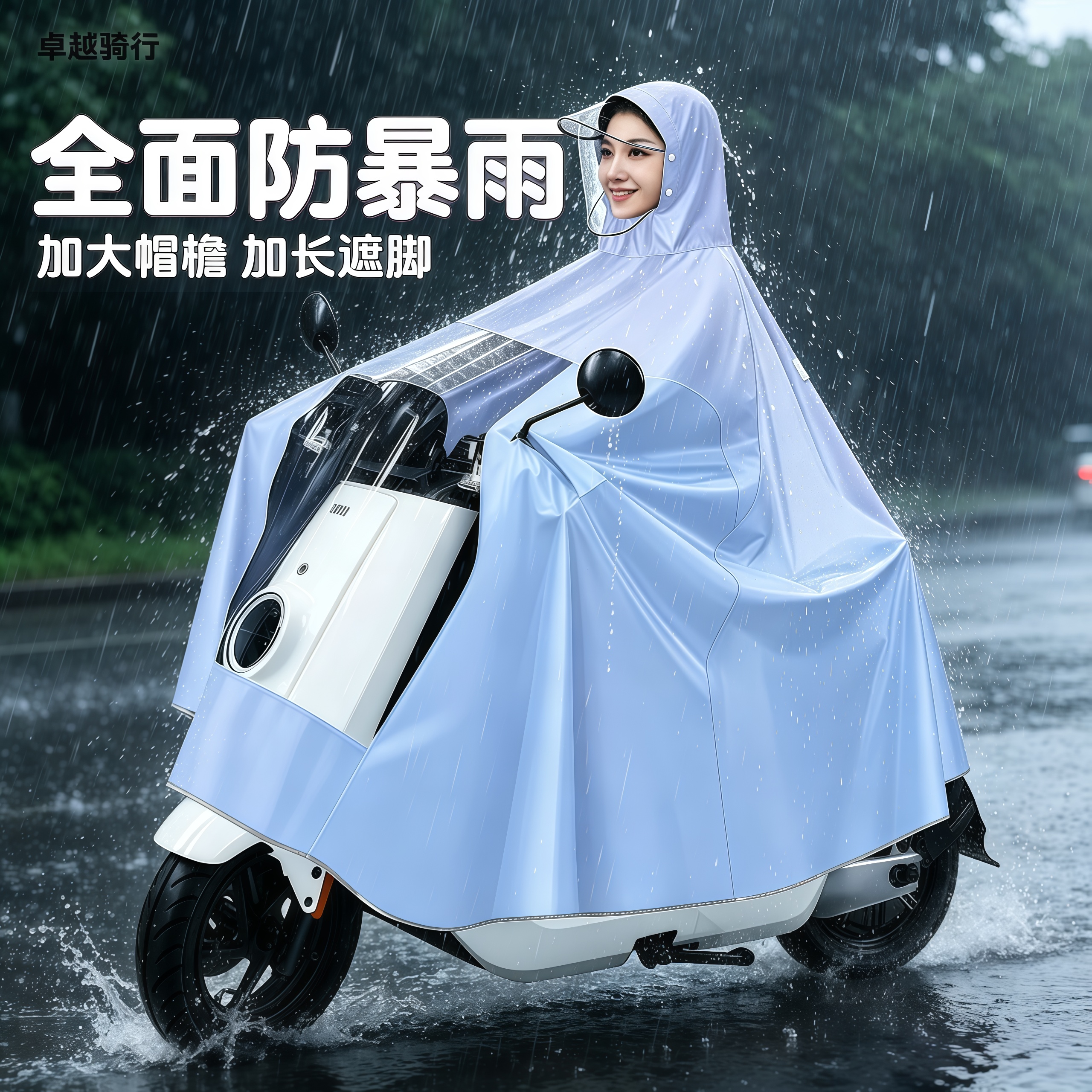全身防暴雨电动车雨衣女加厚遮脚