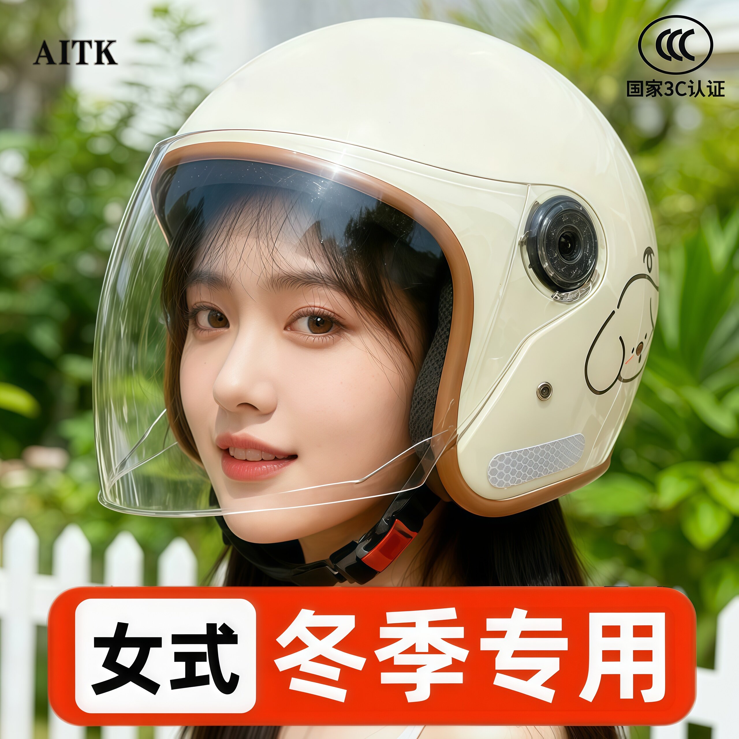 头盔女电动车冬加厚防寒