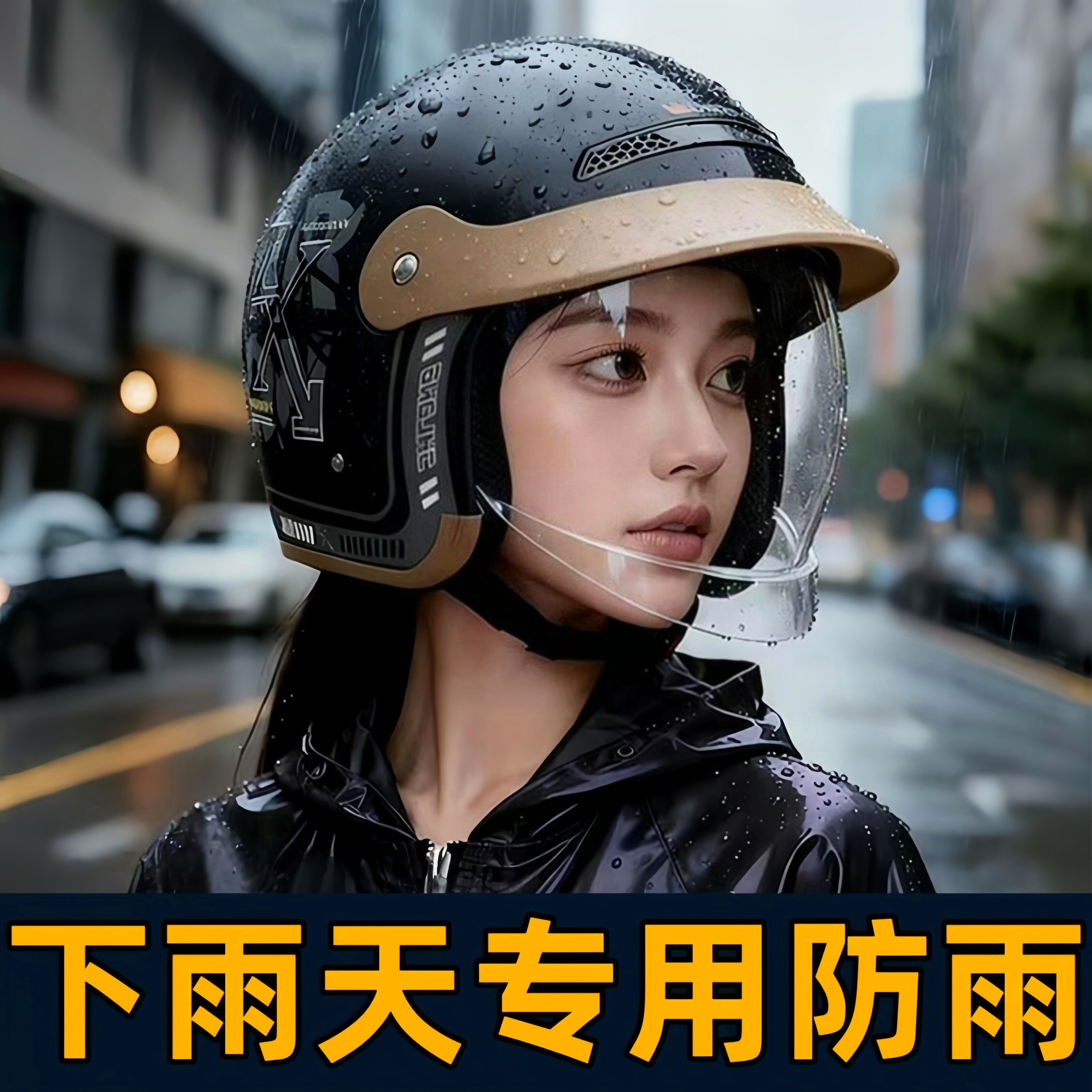 3C认证头盔下雨天专用防雨电动车冬季高颜值内推镜片摩托车