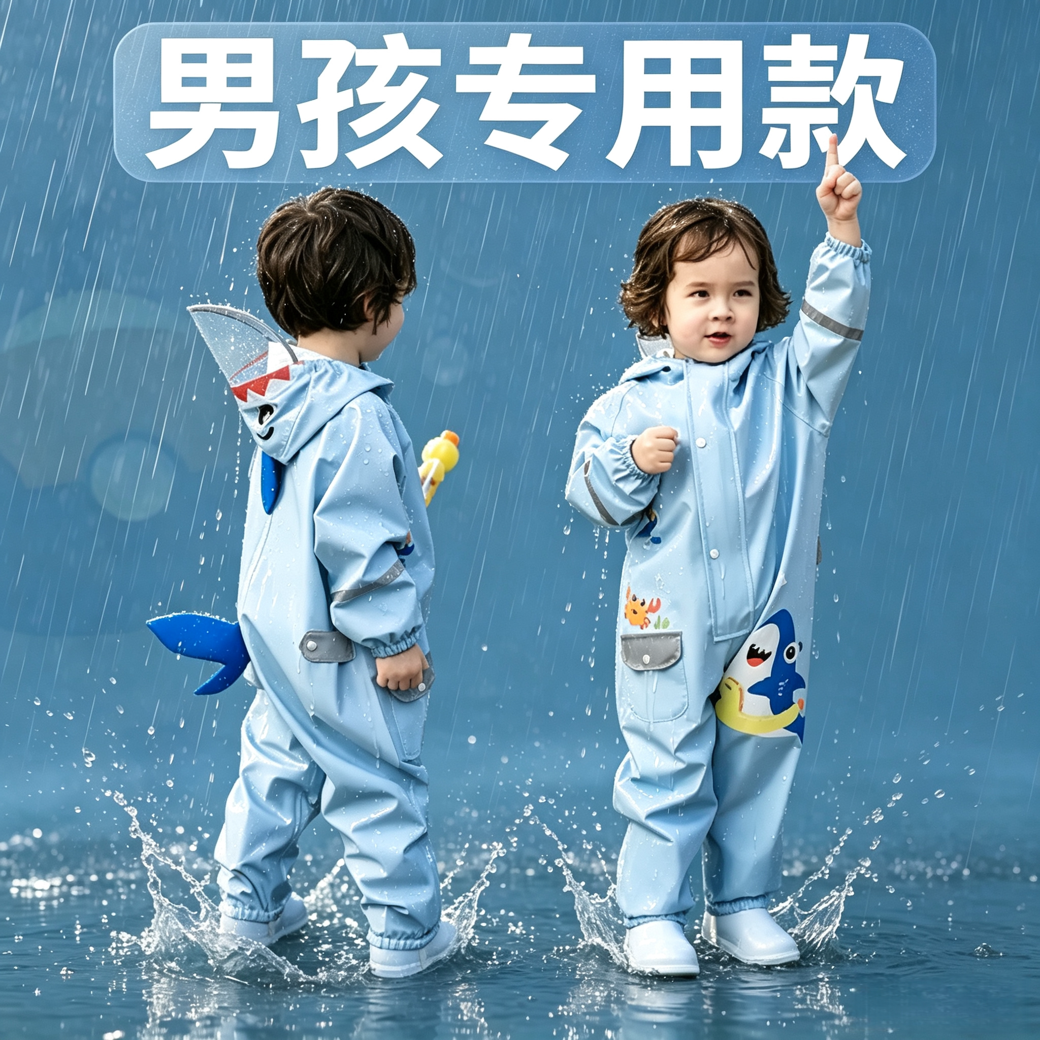 男孩雨衣连体款全身防水不湿衣服