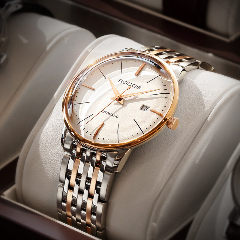 雷克斯rocos正品牌超薄潮流时尚男表全自动机械防水夜光男士手表