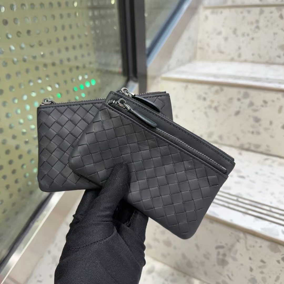 新品牛皮短款零钱包新款真皮女士羊皮编织小钱袋拉链散钱包硬币包