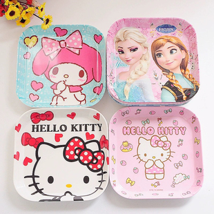 儿童四方碟卡通碟子吐骨头碟餐桌网红盘家用耐摔早餐盘碟子菜盘子