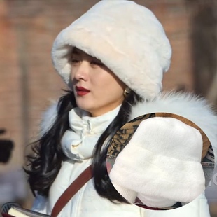 风吹半夏许半夏同款帽子赵丽颖同款毛绒保暖渔夫帽显瘦时尚潮流帽