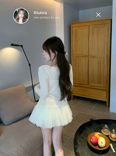 甜美芭蕾风高腰网纱半身裙女收腰超仙a字蓬蓬短裙