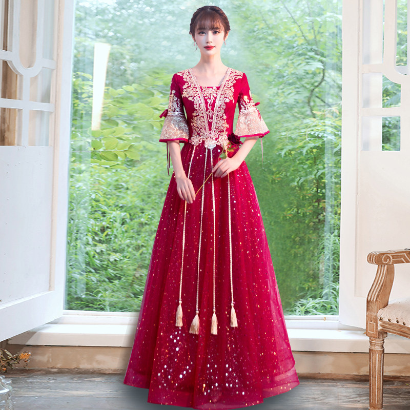 大码春季胖mm订婚回门显瘦敬酒服图片