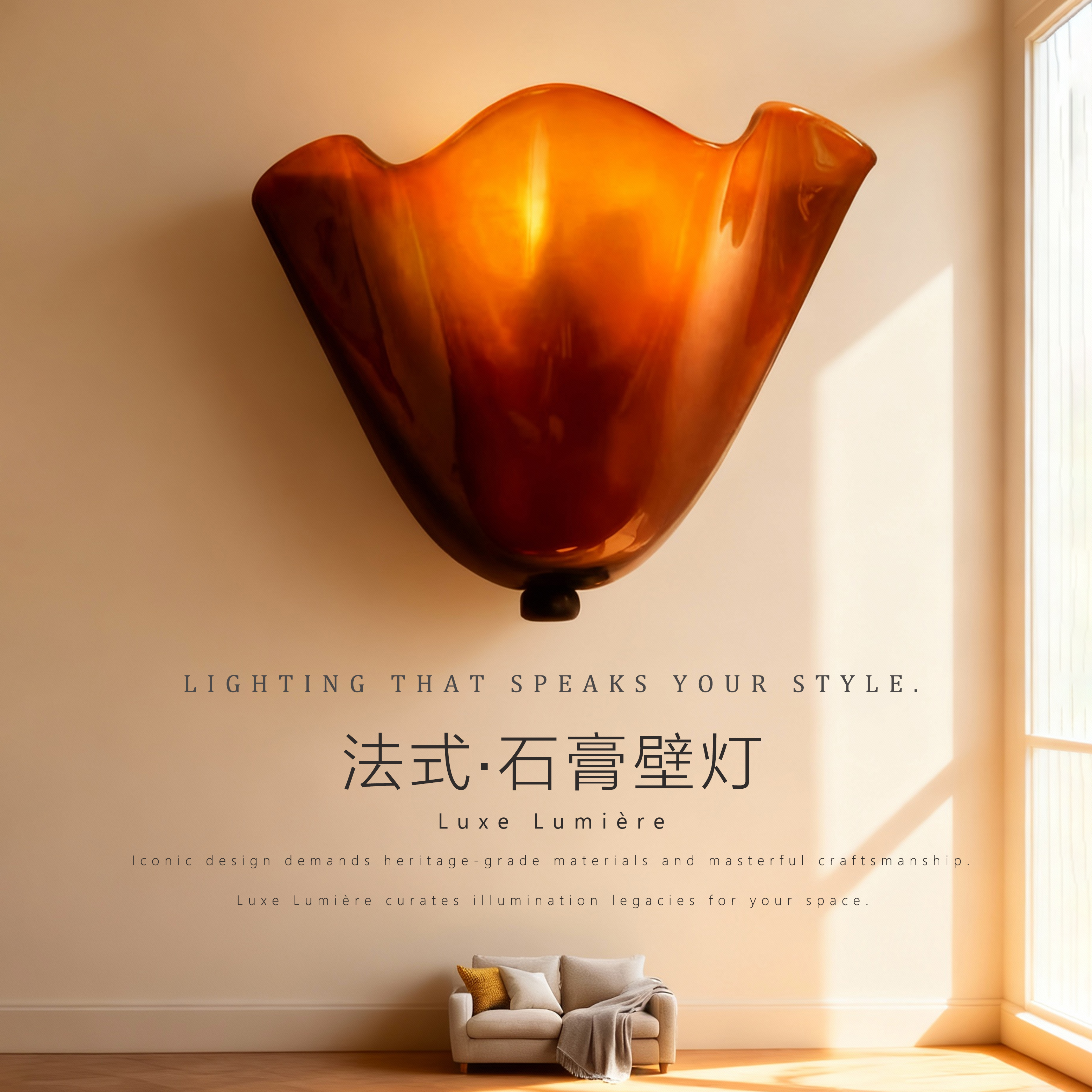 法式复古花瓣壁灯中古走廊过道卧室客厅背景墙装饰琥珀玻璃氛围灯