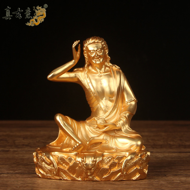 真古意  铜米拉日巴佛像摆件镀金噶举派祖师像居家摆放工艺品铜像