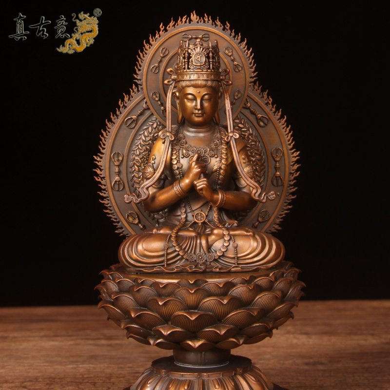 真古意  铜大日如来佛像摆件  铜大日如来佛像佛堂供奉工艺品摆件