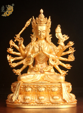 纯铜准提佛母菩萨佛像摆件东密