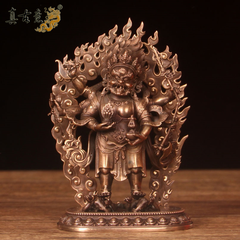 真古意  铜六臂玛哈嘎拉像摆件  铜六臂玛哈嘎拉办公室工艺礼摆件