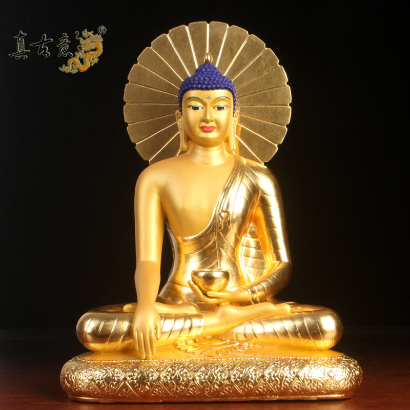 真古意 菩提迦耶菩萨佛像摆件 黄铜等身佛迦叶金佛释迦佛如来摆件