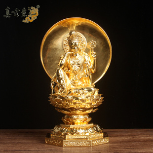 真古意 铜如意轮观音菩萨佛像摆件贴金如意轮居家寺庙摆放供养