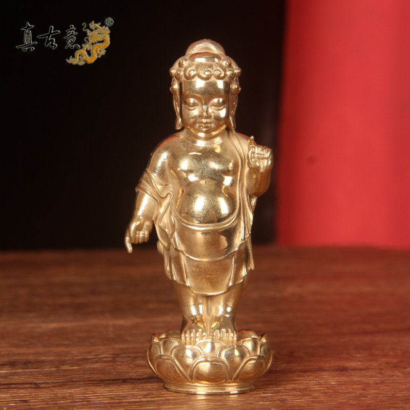 真古意  纯铜太子佛佛像摆件浴佛释迦牟尼佛宝宝佛家居车载随身佛