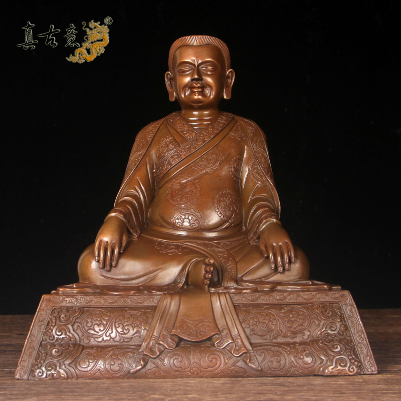 真古意 紫铜冈波巴玛尔巴米拉日巴噶举派祖师工艺品尼泊尔