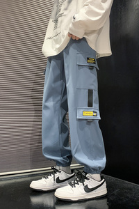 男个性拼料宽松多袋裤学生工装裤K72P35图片