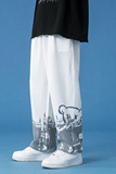 蓝底潮男印花长裤宽松束脚裤长裤A2114，男装休闲裤，星座1106-3（原星座1111）