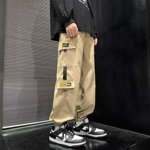 男个性拼料宽松多袋裤学生工装裤K72P35图片