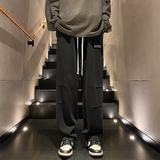 港风简约膝盖抽褶设计做旧水洗空气层休闲男裤XZ1111K306P75，男装休闲裤，星座1107
