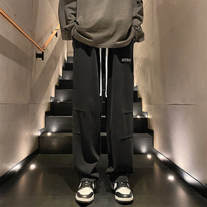 港风 简约膝盖抽褶设计做旧水洗空气层休闲男裤XZ1111K306P75图片