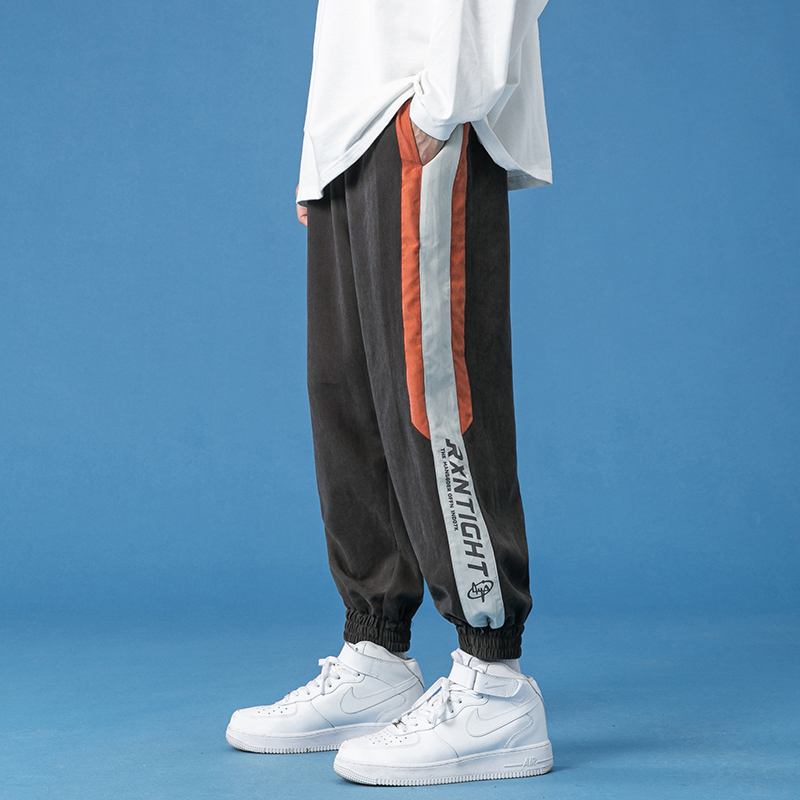 蓝底2021秋季休闲拼接男裤韩版直筒束脚裤A2104，男装休闲裤，星座1106-3（原星座1111）