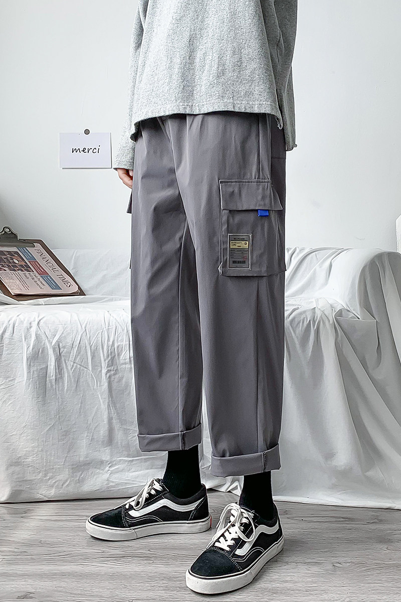 秋季装潮男长裤束脚直筒工装裤多口袋机能男裤-45,男装休闲裤,星座1106-3（原星座1111）