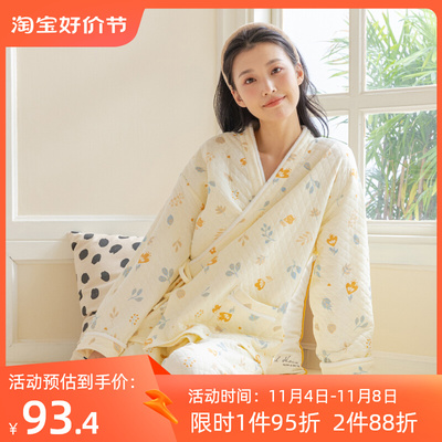 秋冬季空气棉斜襟月子服纯棉产后孕妇睡衣哺乳产P妇10月11月坐月