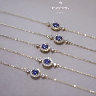 《风月将晚》不掉色！超美皇家蓝宝石首饰蓝钻14K色施家华子手链