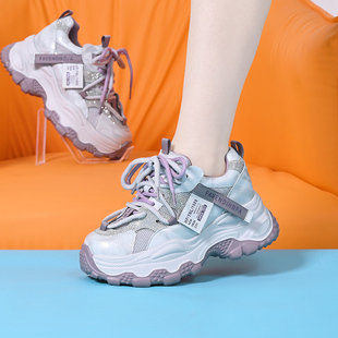 超轻软底不累脚女鞋2026新款夏季网面透气老爹鞋厚底百搭运动鞋子