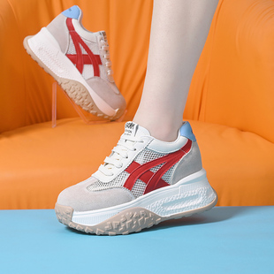 内增高女鞋2026新款夏季网面透气德训鞋厚底百搭轻便小个子运动鞋