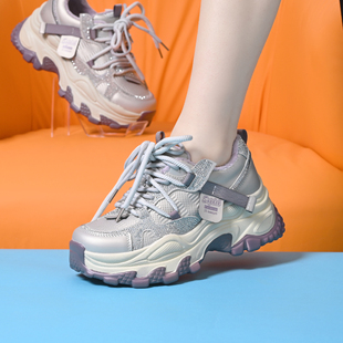 运动鞋女2026新款春季女鞋休闲鞋厚底增高百搭冬季加绒二棉老爹鞋