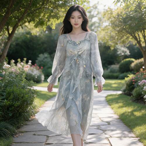 夏季超好看的长袖碎花A字连衣裙子韩版温柔风舒适小清新女初恋裙