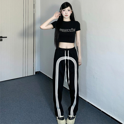 HELIPORT停机坪 环形条纹长裤潮牌男女同款休闲宽松直筒百搭裤子