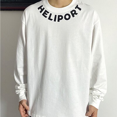 重磅停机坪领口logo卫衣长袖