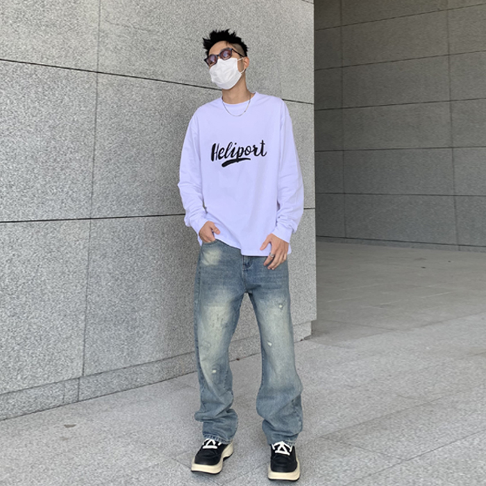 HELIPORT停机坪草写印花长袖