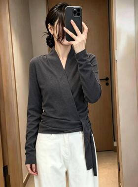 设计感小众时尚交叉V领针织衫女