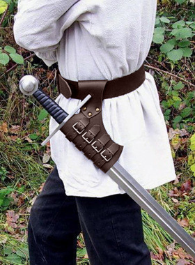 剑套户外击剑剑鞘绑带PU皮cos中世纪维京战士刀鞘皮革scabbard。