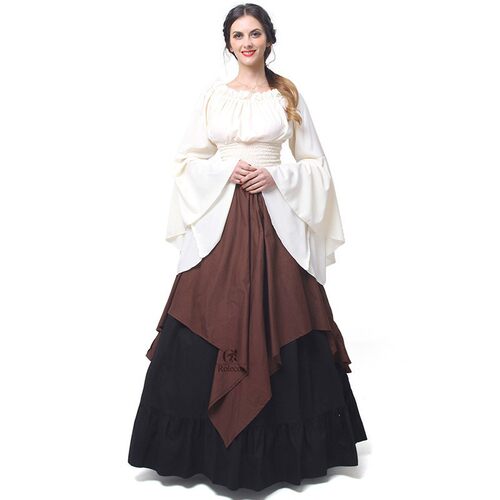 欧美长袖连衣裙女性文艺复兴时期的中世纪服饰Medieval dress。