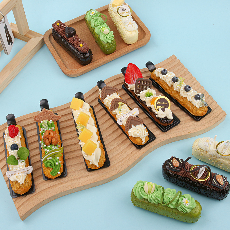 仿真巧克力抹茶慕斯长条泡芙假蛋糕商用摆摊模型橱窗摆件摄影道具