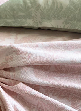 高档纯棉加厚老粗布床单不易皱不起球三件套田园树叶榻榻米大炕单